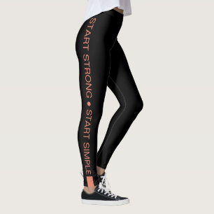 Custom Fitness Studio Slogan Orange on Black Leggings