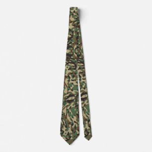 Custom Flag Camouflage Green Personalized Name Neck Tie