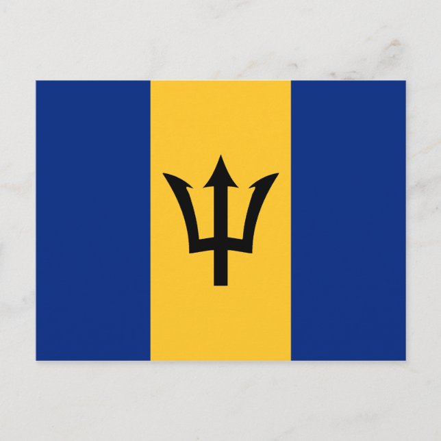 Custom Flag of Barbados Trident of Neptune Postcard (Front)