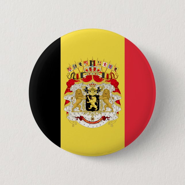 Custom Flag of Belgium Black Yellow Red  Button (Front)