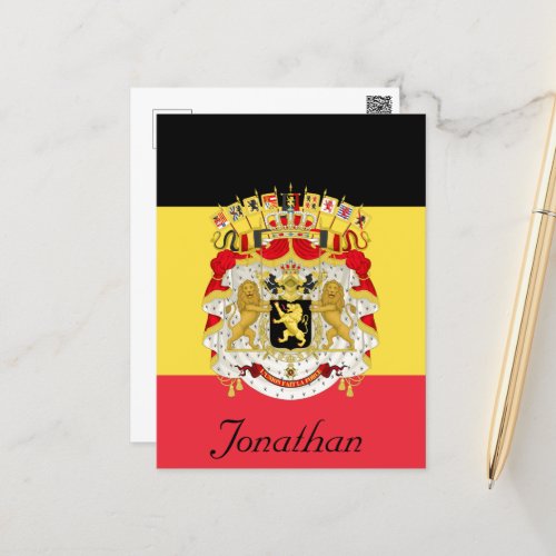 Custom Flag of Belgium Black Yellow Red Postcard