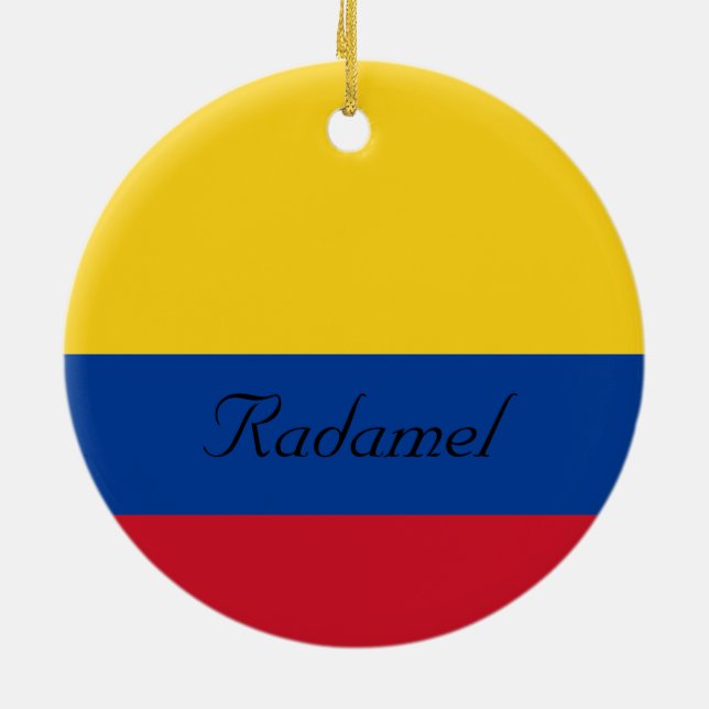 Custom Flag of Colombia Yellow Blue Red Ceramic Ornament (Back)