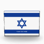 Custom flag of Israel acrylic award block<br><div class="desc">Israelian flag custom acrylic award block. Israeli flag trophy prize for winners. Make your own awards and rewards for 1st 2nd and 3rd place. Add your own personalized name, monogram, title, category, logo, quote or photo image. Upload your own flag or picture to this template. Personalized trophies for great achievement,...</div>
