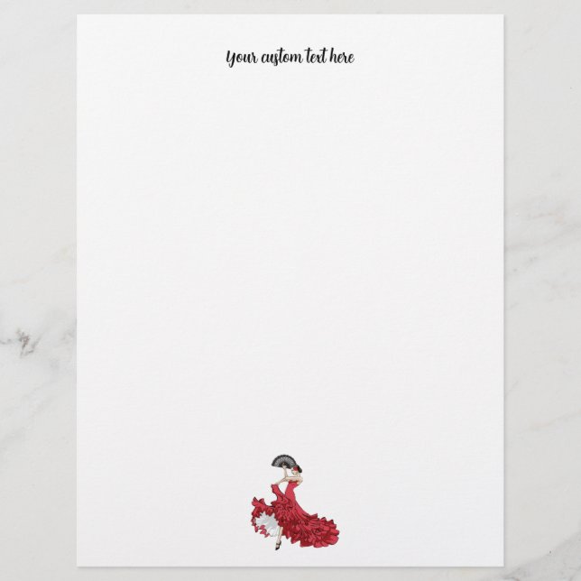 Custom Flamenco Dancer Stationery (Front)
