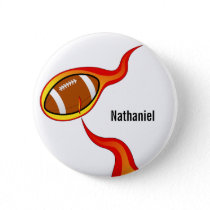 custom flaming  football pinback button