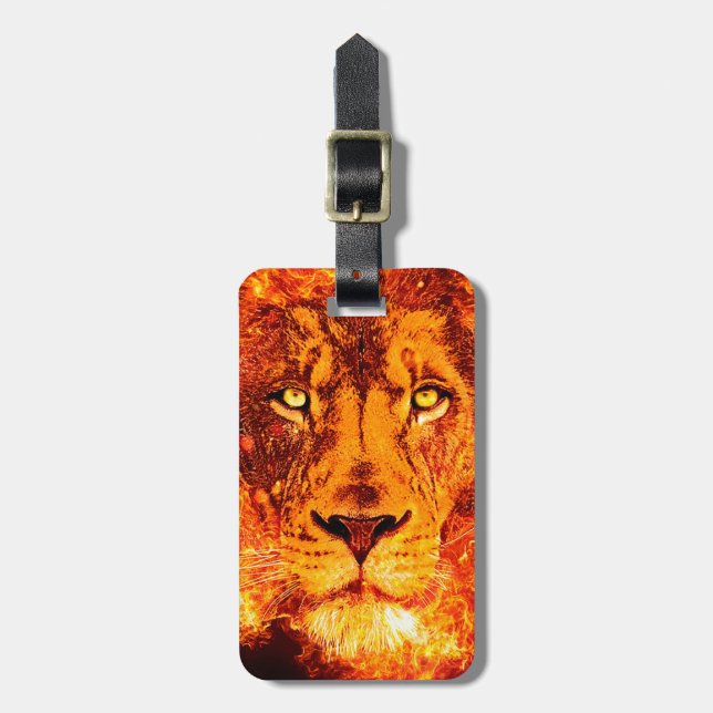 Custom Flaming Lion  Luggage Tag (Front Vertical)