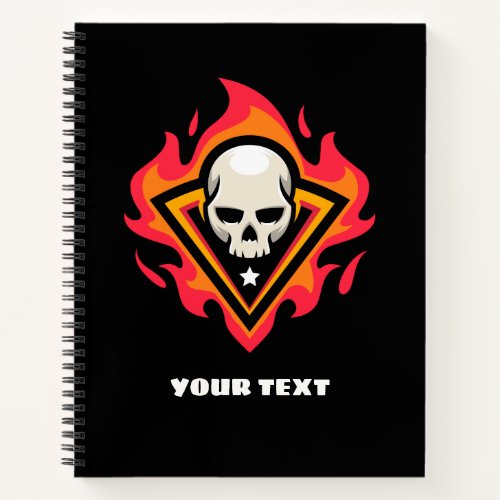 Custom Flaming Skull Logo Notebook