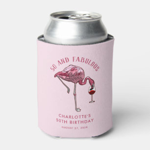 Custom Flamingo 50th Birthday 50 and Fabulous Can Cooler