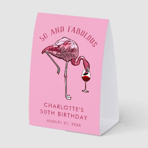 Custom Flamingo 50th Birthday Novelty Swag Paper Table Tent