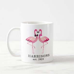 Custom flamingo Newlywed Couple's Name Script Coffee Mug