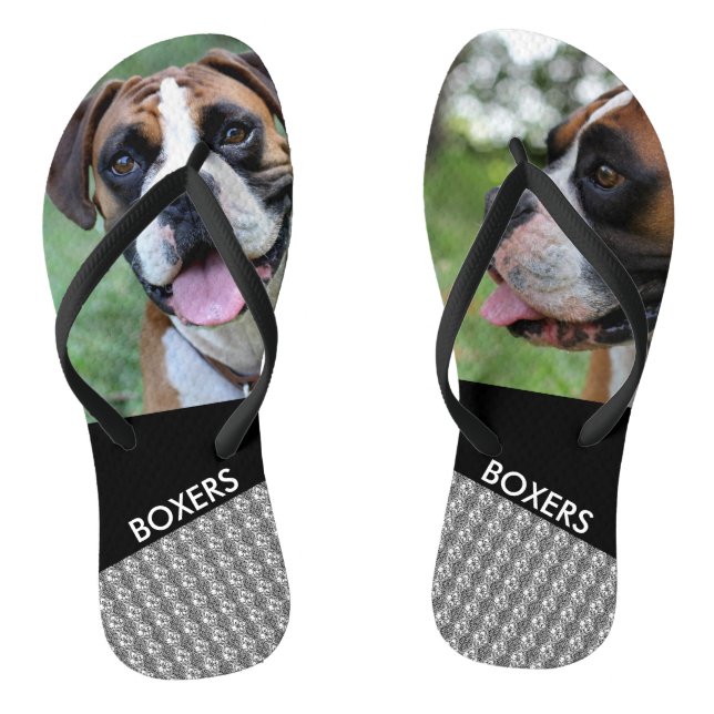 Custom Flashy Fawn Boxers Cute Dog Flip Flops (Footbed)