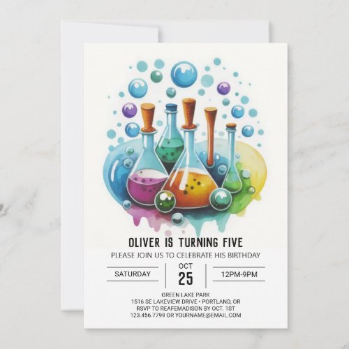 Custom Flask Fusion Scientist Birthday Invitation