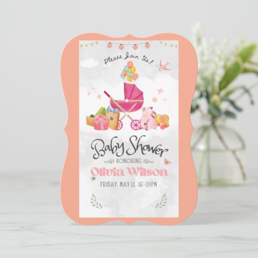 Custom Flat Cards for Baby Showers (Standing Front)