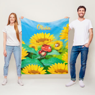 Custom Fleece blanket (50 x 60”) sleepy Ladybug