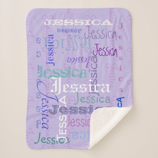 custom Fleece name blanket purple: (Front)