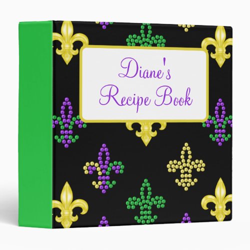 Custom Fleur de Lis Beads _ Black Recipe Binder