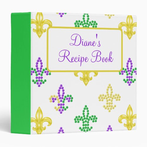 Custom Fleur de Lis Beads _ White Recipe Binder