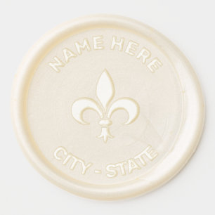 Custom Fleur de Lis Logo & Editable Text Wax Seal Sticker