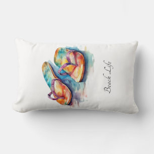 Custom Flip Flop Beach House Welcome Lumbar Pillow