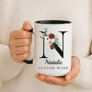 Custom Floral Alphabet Mug Gift for Coworkers