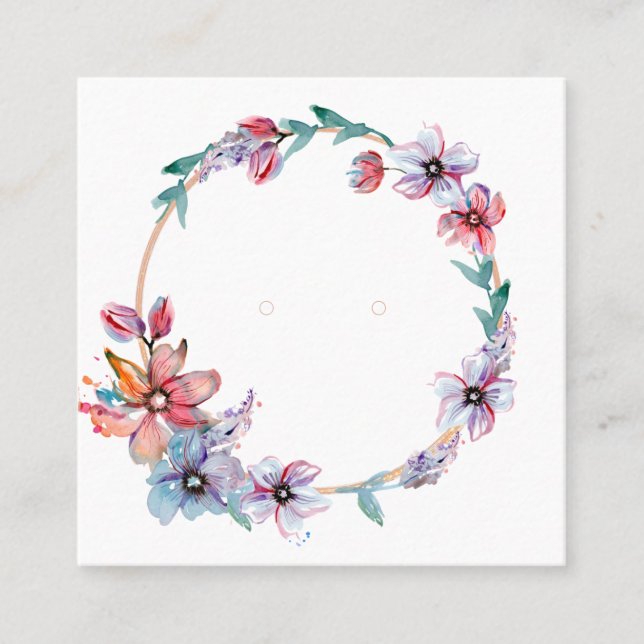Custom Floral Art Earring Jewelry Display Cards (Front)