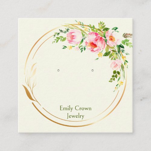 Custom Floral Art Wreath Square Earring Cards