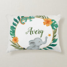 Custom Floral Baby Animals Accent Pillow