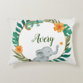 Custom Floral Baby Animals Accent Pillow