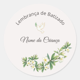 Custom Floral Baptism Sticker with Dove