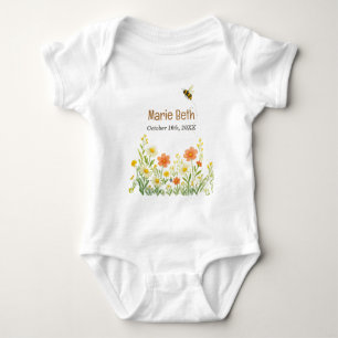 Custom Floral & Bee Baby Bodysuit
