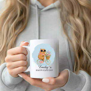 Custom Floral Bicycle Capybara Mug with Name