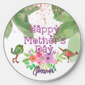Custom Floral & Birds Mother's Day Wireless Charger (Front)