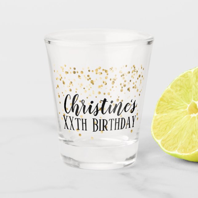 Custom Floral Birthday Favor Shot Glass (Front)
