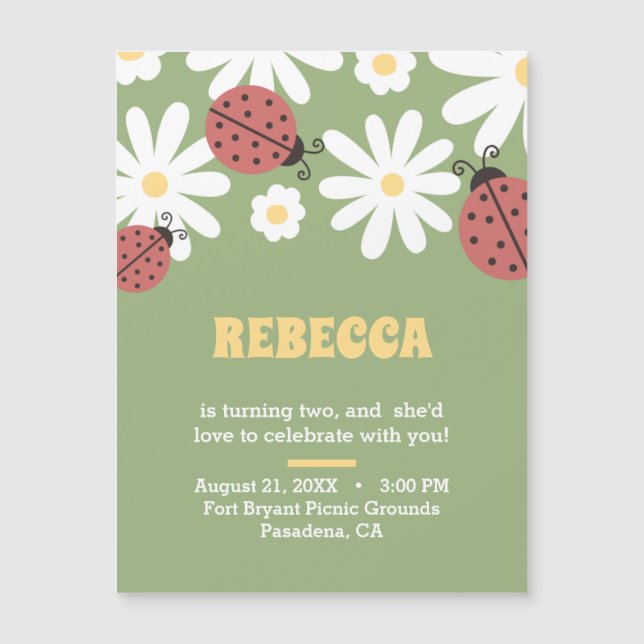 Custom floral birthday magnetic invitation (Front)