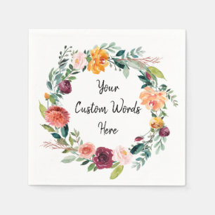 Custom Floral Birthday Party Anniversary Wedding Napkins
