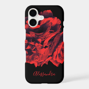 Custom Floral Black Red Roses Botanical Elegant iPhone 17 Case