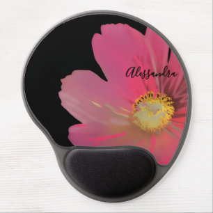 Custom Floral Black Red Watercolor Wildflower Chic Gel Mouse Pad
