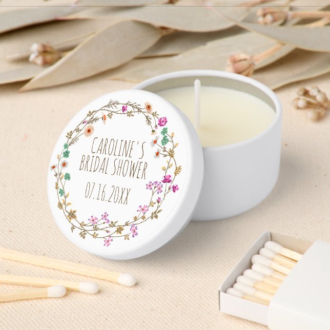 Custom Floral Bridal Party Wreath Gift Mini Candle Favors (Insitu)