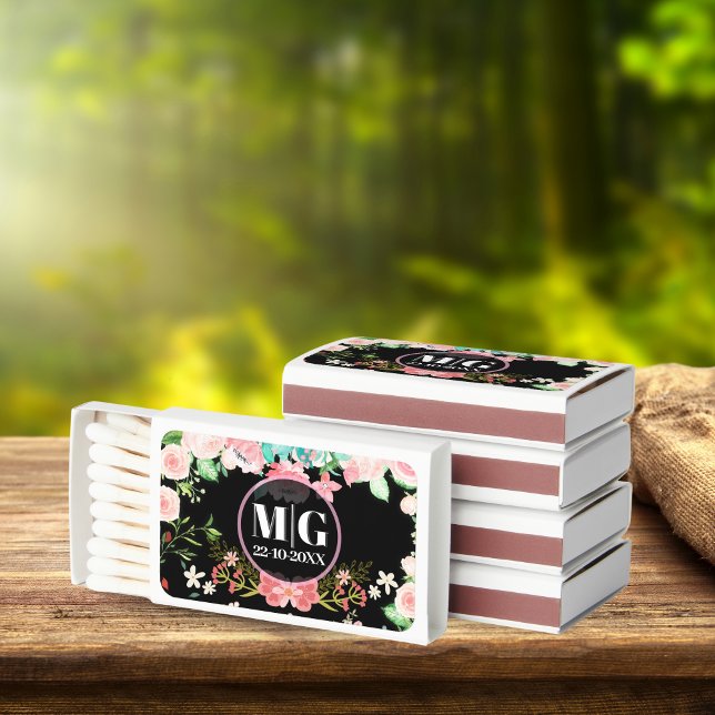 Custom Floral Bridal Shower Matchboxes – Set of 50 (Custom Floral Bridal Shower Matchboxes – Set of 50)
