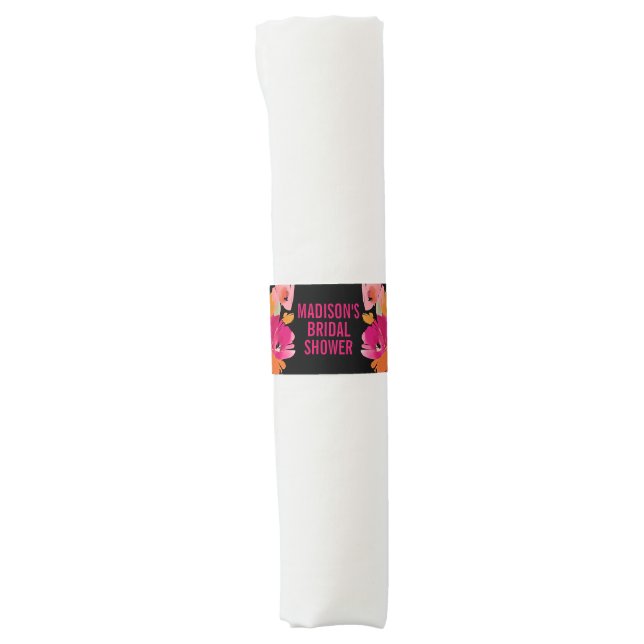 Custom Floral Bridal Shower  Napkin Bands (Front)