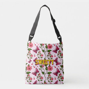 Custom floral butterfly pattern  crossbody bag