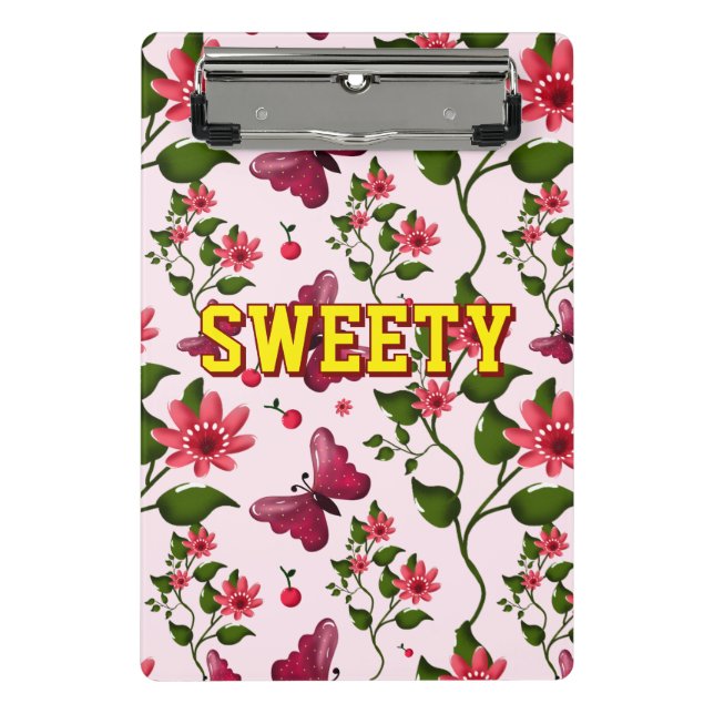 Custom floral butterfly pattern  mini clipboard (Front)