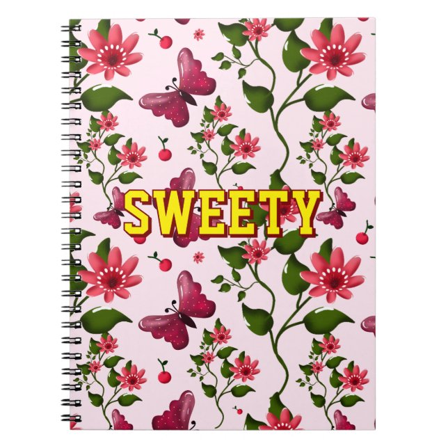 Custom floral butterfly pattern  notebook (Front)