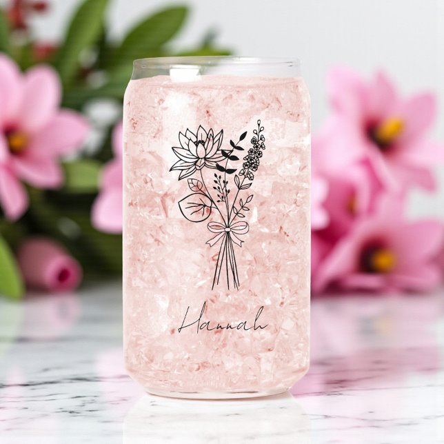 Custom Floral Can Glass For Bridesmaid (Creator Uploaded)
