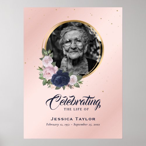 Custom Floral Celebration of Life Funeral Sign