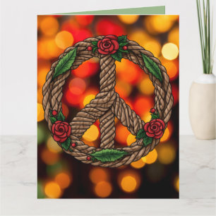 Custom Floral Celtic Christmas Knot Peace Sign Card