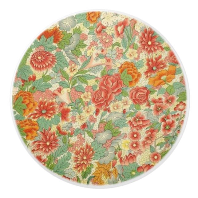 Custom floral ceramic doorknob ceramic knob (Front)