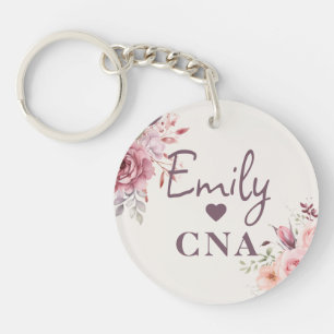 Custom Floral Certified Nursing Assistant Gift Keychain