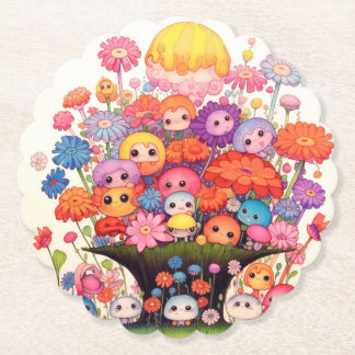 Custom floral, colorful, cute paper coaster