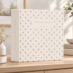 Custom Floral Cream Pink Family Keepsake Photo 3 Ring Binder